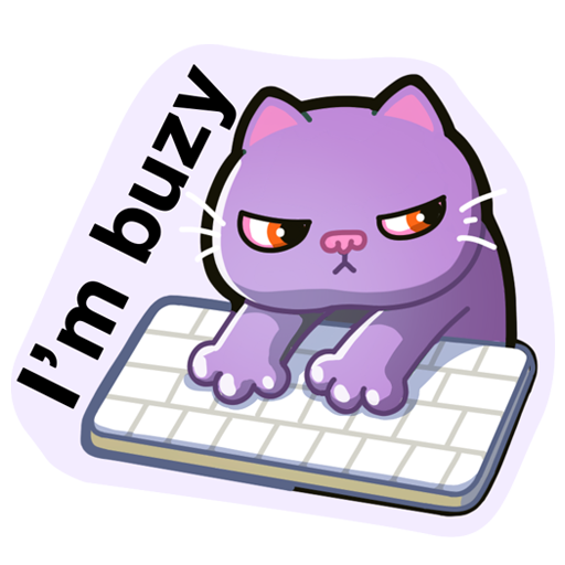 programmer meme sticker pack for telegram - purple cat - logo